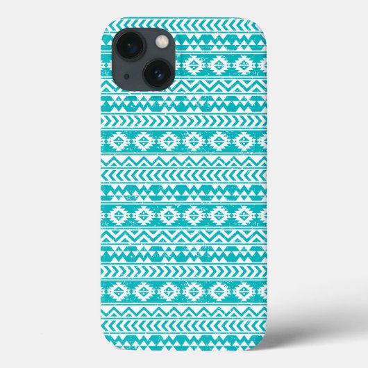 Aquamarines Grunge Aztec Tribal Muster Case-Mate iPhone Hülle (Rückseite)