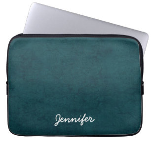 Aquamarines Grunge-Damast-Name-Hülsen-Geschenk Laptopschutzhülle
