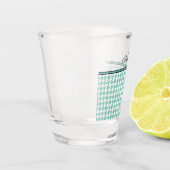 Aquamarines Hahnentrittmuster Schnapsglas (Links)