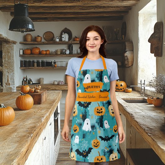 Aquamarines Halloween mit Gespenstern, Kürpen und  Schürze