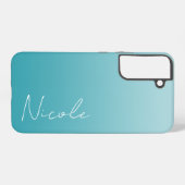Aquamarines Handschriftzeichen Personalisiert Samsung Galaxy Hülle (Rückseite (Horizontal))