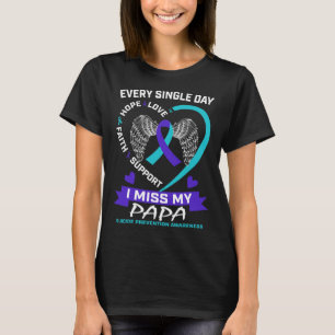 Aquamarines Herz Lila I Miss Papa Suizid Bewusstse T-Shirt