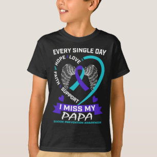 Aquamarines Herz Lila I Miss Papa Suizid Bewusstse T-Shirt