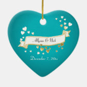 Aquamarines Herz und Foto Keramikornament (Hinten)