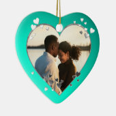 Aquamarines Herz und Foto Keramikornament (Rechts)
