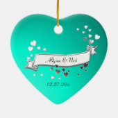 Aquamarines Herz und Foto Keramikornament (Hinten)