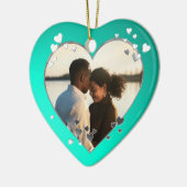 Aquamarines Herz und Foto Keramikornament (Links)