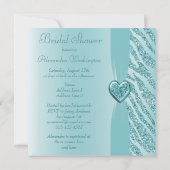 Aquamarines Herz und Zebra Glitzer Brautparty Einladung (Rückseite)