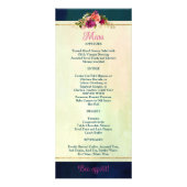 Aquamarines Hochzeitsmenü für Navy, Green, Gold Bo Werbekarte (Hinten)