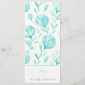 Aquamarines Hochzeitsmenü für Peonies Menükarte (Rückseite)