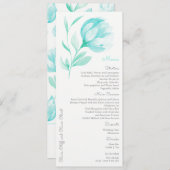 Aquamarines Hochzeitsmenü für Peonies Menükarte (Vorne/Hinten)