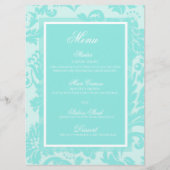 Aquamarines Hochzeitsmenü Menükarte (Vorderseite)