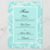 Aquamarines Hochzeitsmenü Menükarte (Vorderseite)