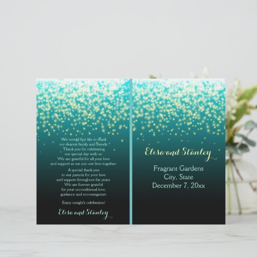 Aquamarines Hochzeitsprogramm (Stehend Vorderseite)