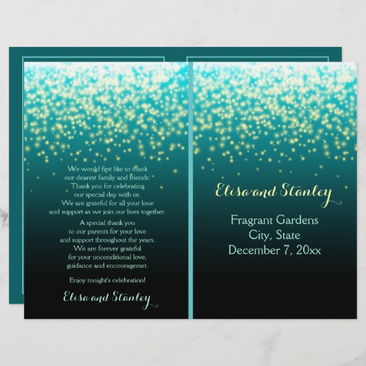 Aquamarines Hochzeitsprogramm (Vorne/Hinten)