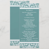 Aquamarines Hochzeitsprogramm für Aqua Blue Damask Programm (Vorne/Hinten)