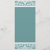 Aquamarines Hochzeitsprogramm für Aqua Blue Damask Programm (Rückseite)