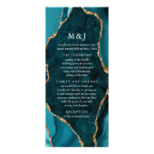 Aquamarines Hochzeitsprogramm für Marmor und Gold Werbekarte (Vorne)