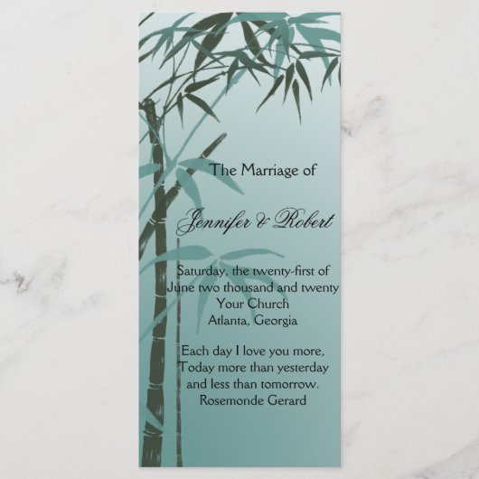 Aquamarines Hochzeitsprogramm für Naturbambus Programm (Vorderseite)