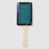 Aquamarines Hochzeitsprogramm für Navy Blue Gold A Fächer (Vorderseite)