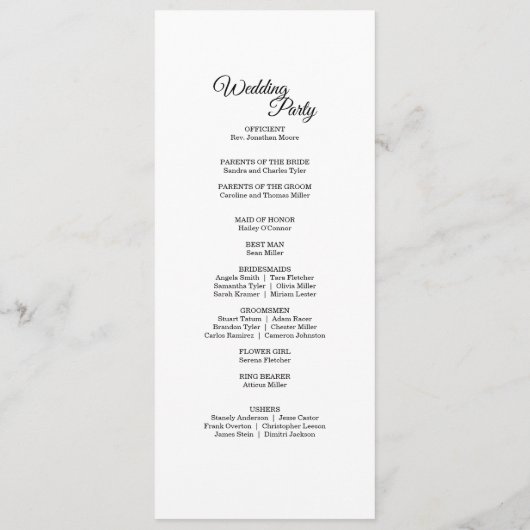 Aquamarines Hochzeitsprogramm für Wasserfarben Programm (Rückseite)