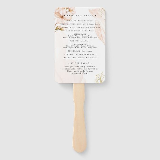 Aquamarines Hochzeitsprogramm Hand Fan Fächer (Rückseite)