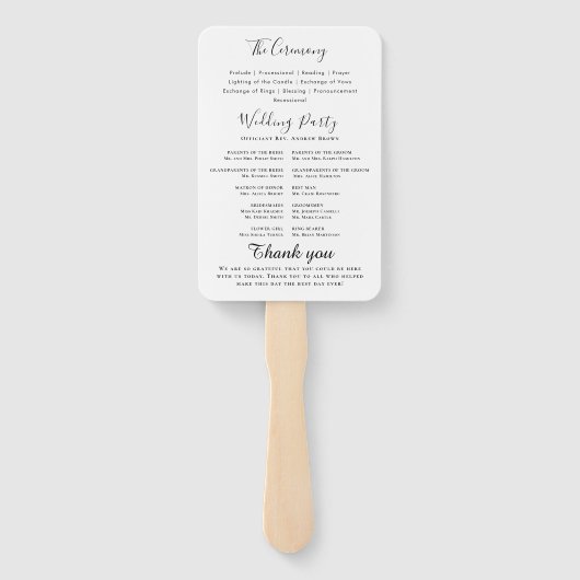 Aquamarines Hochzeitsprogramm Hand Fan Fächer (Rückseite)