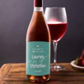 Aquamarines Hochzeitsweinlabel Scripture Weinetikett