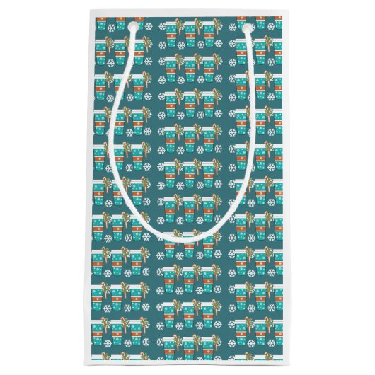 Aquamarines Holiday Coffee Muster Kleine Geschenkt Geschenktüte (Vorderseite)