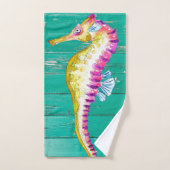 aquamarines Holz des Seepferds Badhandtuch Set (Handtuch)