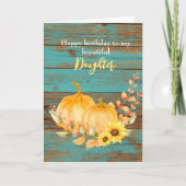 Aquamarines Holz Sonnenblumen Pumpkin Fall Geburts Karte (Vorderseite)