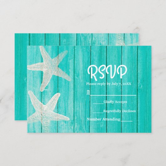 Aquamarines Holz & Starfish Elegante Beach RSVP Ca (Vorne/Hinten)