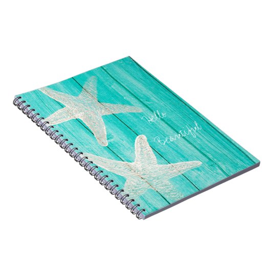 Aquamarines Holz & Starfish Strand Elegante Chic T Notizblock (Rechte Seite)