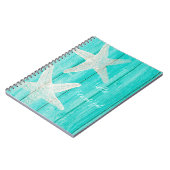 Aquamarines Holz & Starfish Strand Elegante Chic T Notizblock (Linke Seite)