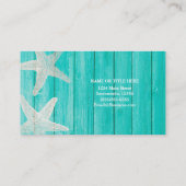Aquamarines Holz & Starfish Strand Elegante Chic T Visitenkarte (Rückseite)