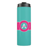 Aquamarines Hot-Pink-Monogramm Personalisiert Thermosbecher (Vorderseite)