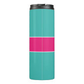 Aquamarines Hot-Pink-Monogramm Personalisiert Thermosbecher (Rückseite)