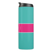 Aquamarines Hot-Pink-Monogramm Personalisiert Thermosbecher (Nach rechts gedreht)