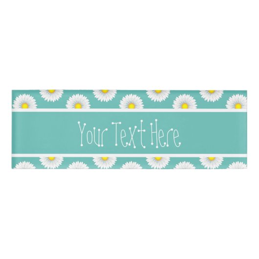 Aquamarines Hübsches kleines Daisy Rectangle indiv Namenschild (Vorderseite)