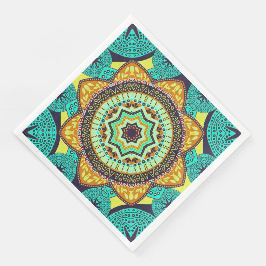 Aquamarines Indianermandala Serviette (Ecke)