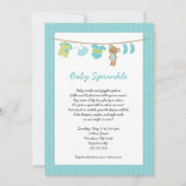 Aquamarines JungeClotheslinebaby besprühen Einladung (Vorderseite)