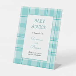 Aquamarines kariertes Babyratenzeichen Sockelschild