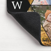 Aquamarines Kariertes geometrisches Monogramm Mousepad (Ecke)