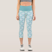 Aquamarines, Kariertes Muster Tartan Pulver Blau Capri Leggings (Vorderseite)
