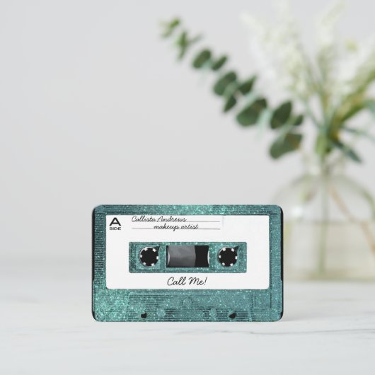 Aquamarines Kassettenbandband für den Glitzer der Visitenkarte (Stehend Vorderseite)