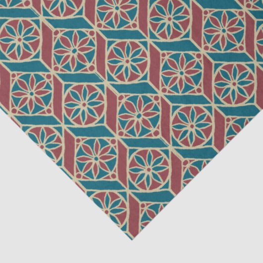 Aquamarines, kastanienbraunes, beige ethnisches seidenpapier (Detail)