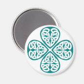 Aquamarines Kleeblatt Celtic Knot Magnet (Vorderseite/Rückseite)