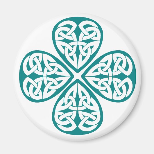 Aquamarines Kleeblatt Celtic Knot Magnet (Vorne)