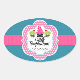 Aquamarines Konditorgeschäft Pink Ovaler Aufkleber