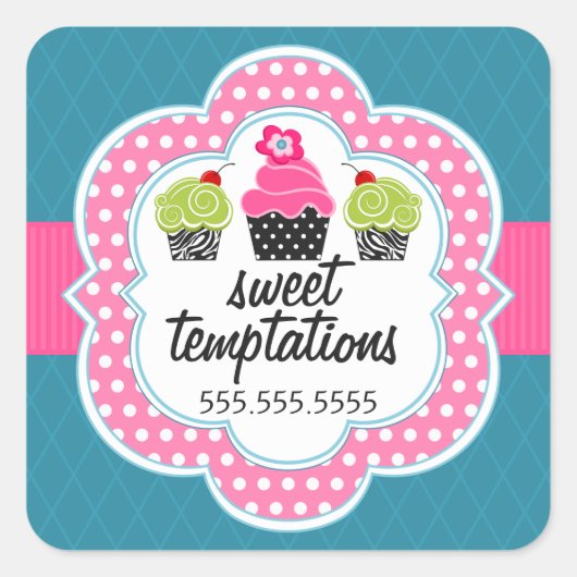 Aquamarines Konditorgeschäft Pink Quadratischer Aufkleber (Vorderseite)